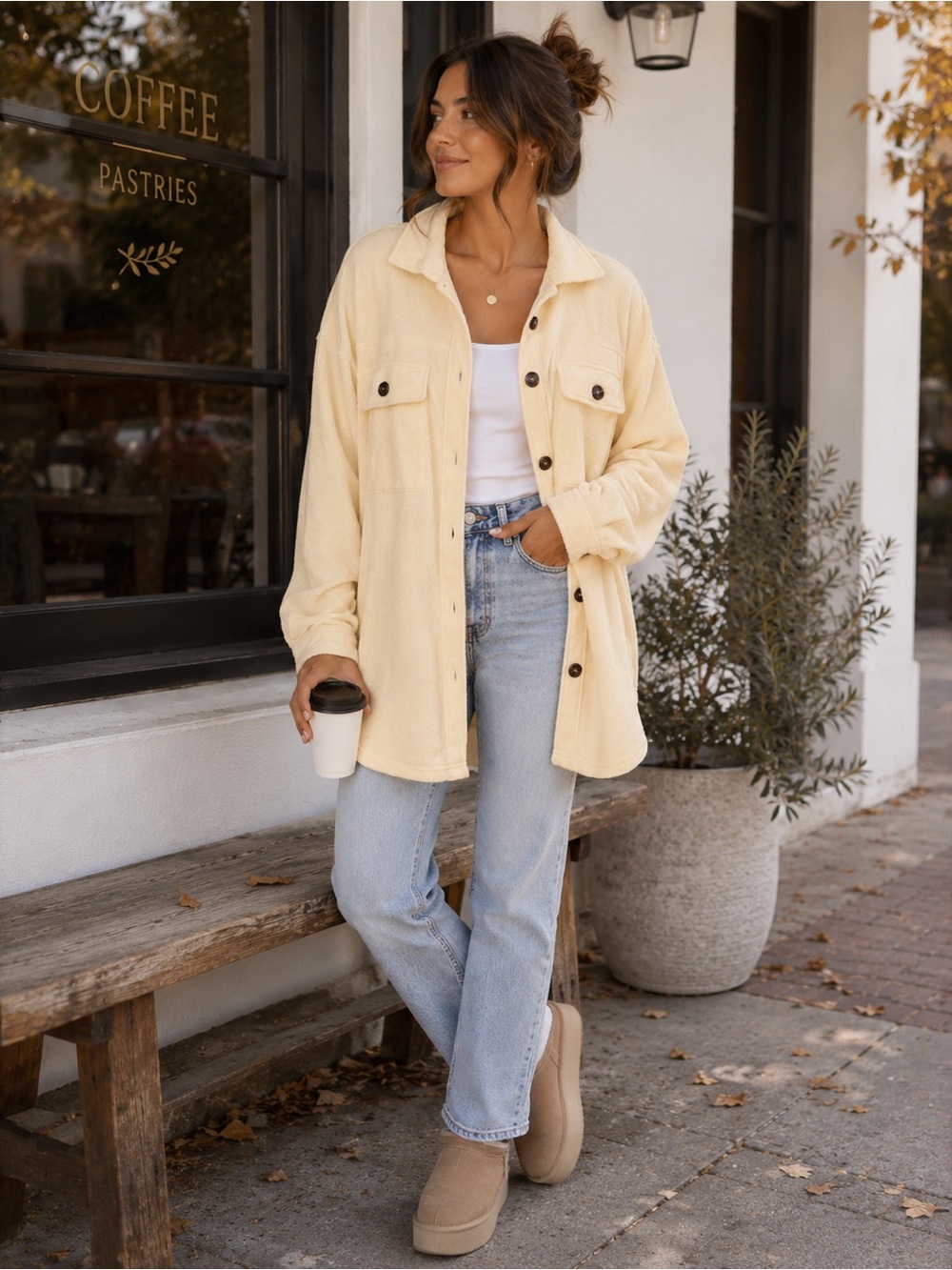 NWT La Miel Butter Yellow Shacket